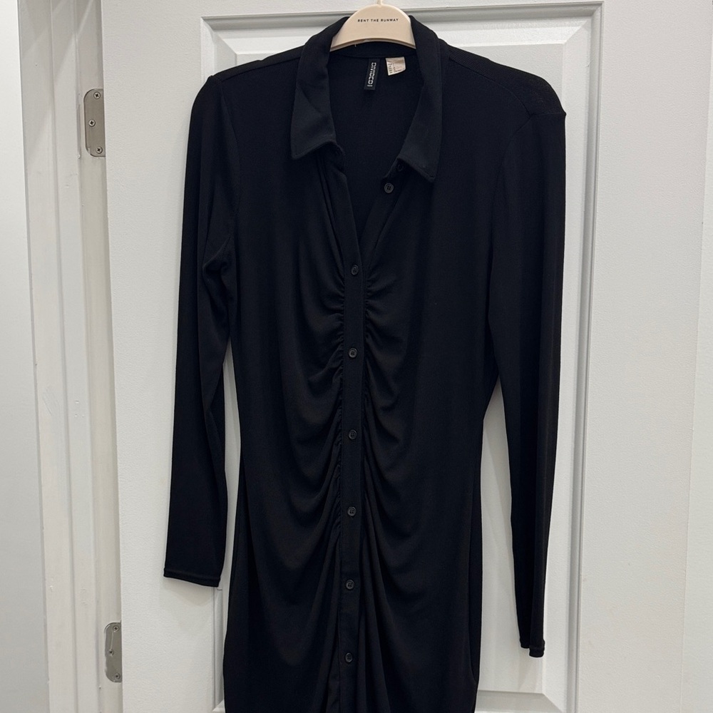 Divided Black Long Sleeve Dress